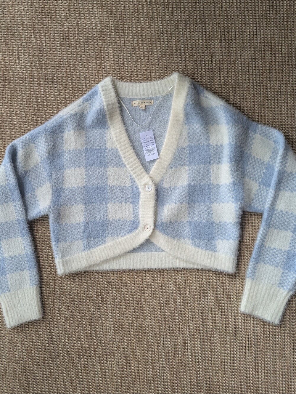 LA Hearts Checkered Cardigan